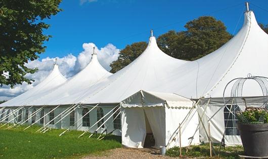 high-quality porta potties stationed at a wedding, meeting the needs of guests throughout the outdoor reception in Uniondale NY